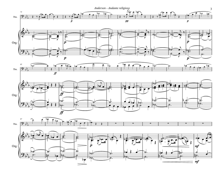 Andante religioso for Trombone and Organ Trombone scores gallery preview page 3