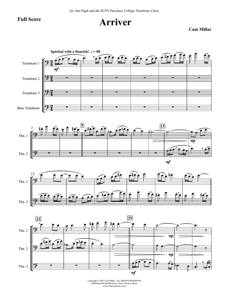 Arriver for Trombone Quartet Trombone Quartet scores gallery preview page 2