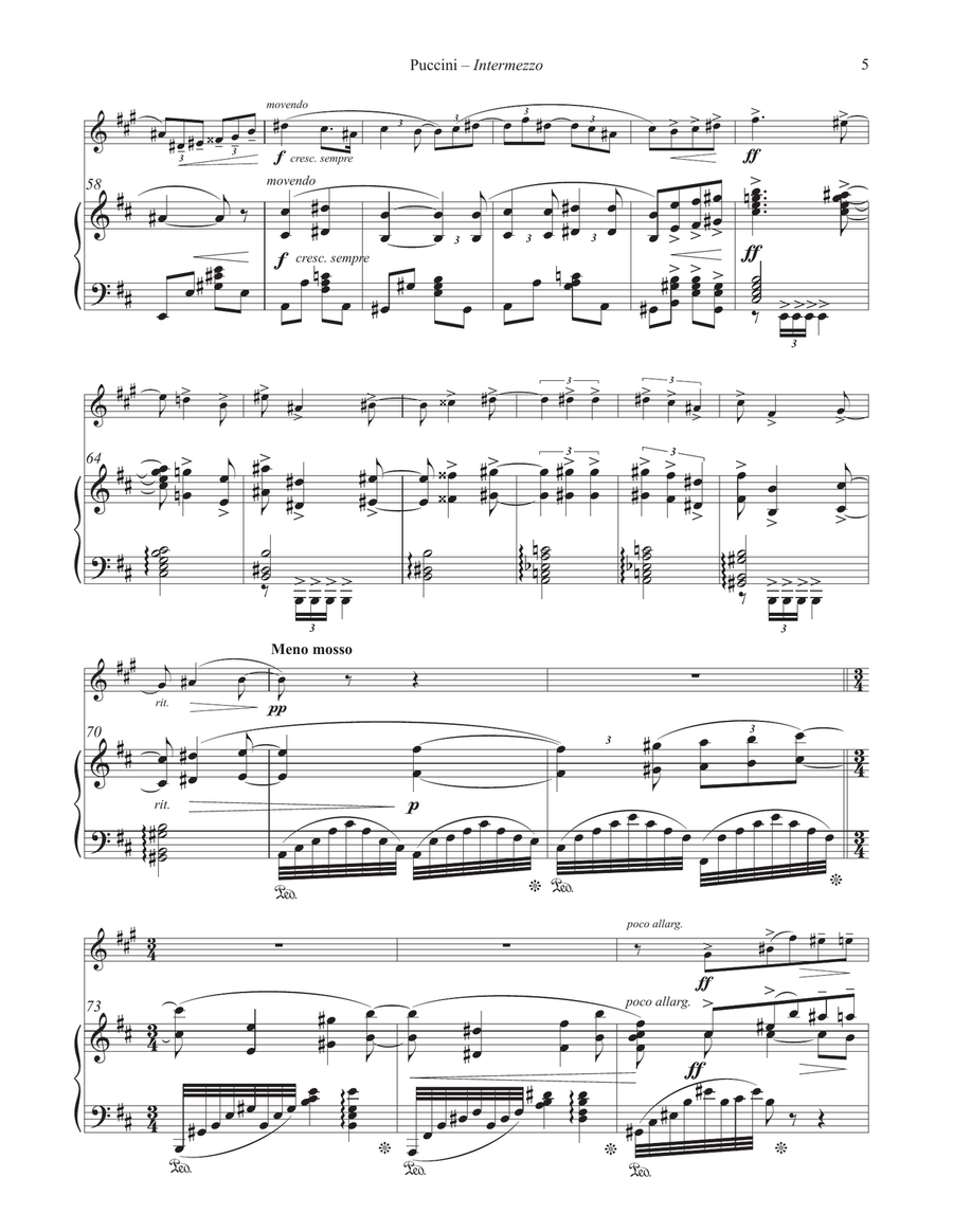 Intermezzo from Manon Lescaut for Horn and Piano Horn scores gallery preview page 4