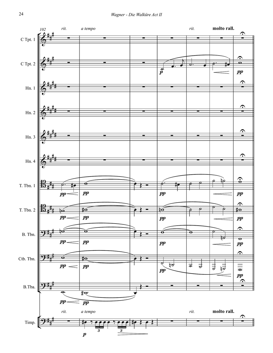 Die Walküre Act II extracts for 11-part Brass Ensemble & Timp Percussion scores gallery preview page 5