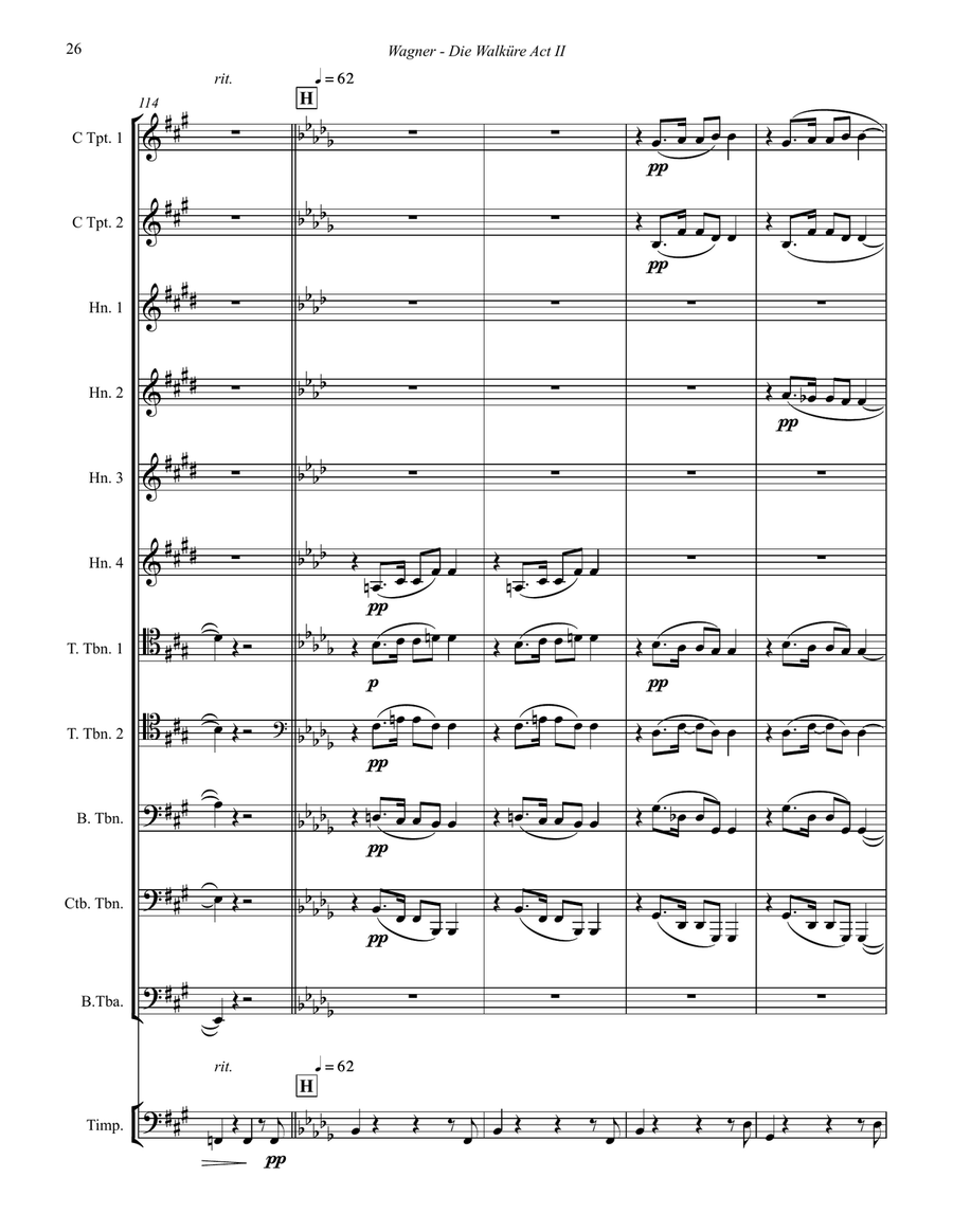 Die Walküre Act II extracts for 11-part Brass Ensemble & Timp Percussion scores gallery preview page 6