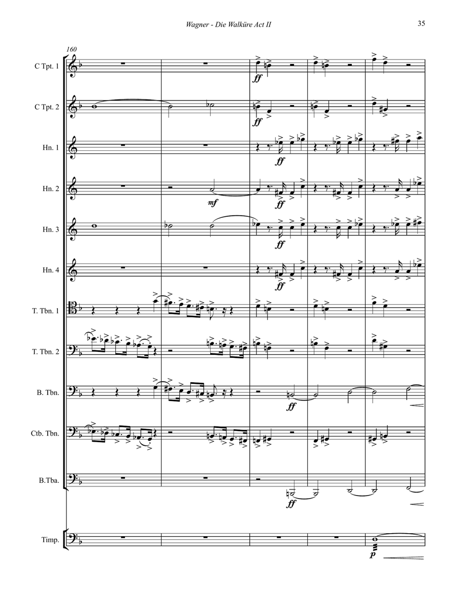 Die Walküre Act II extracts for 11-part Brass Ensemble & Timp Percussion scores gallery preview page 8