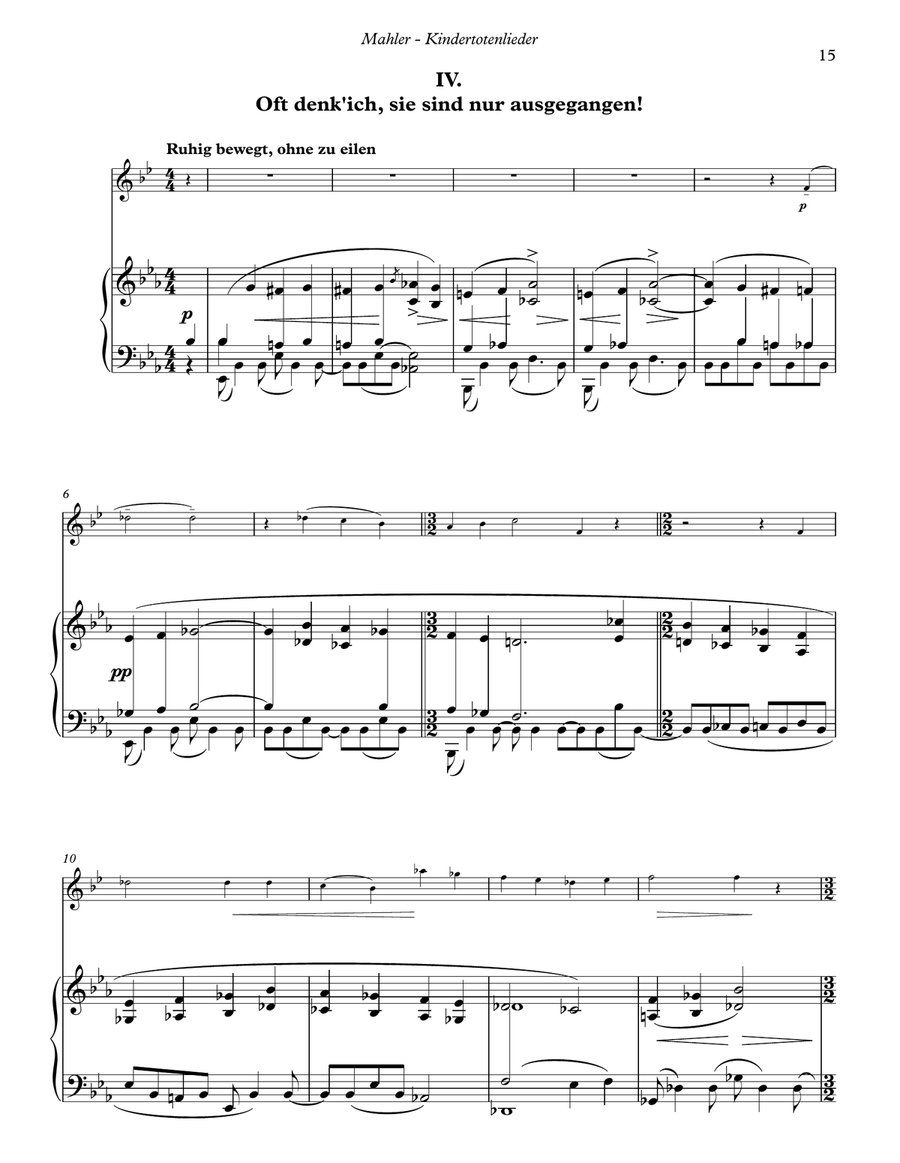 Kindertotenlieder for Horn and Piano Horn scores gallery preview page 5
