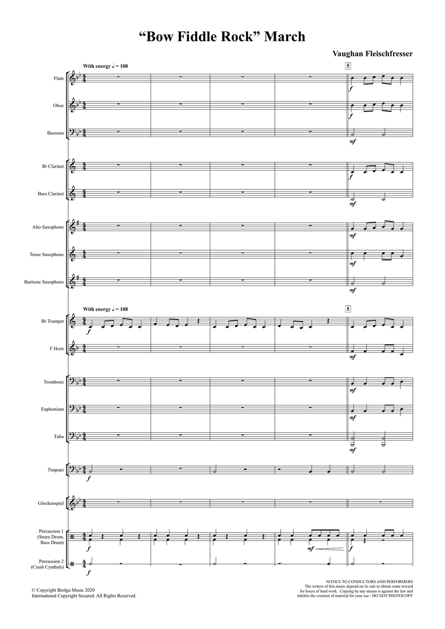 Bow Fiddle Rock March (score only) Concert Band scores gallery preview page 2