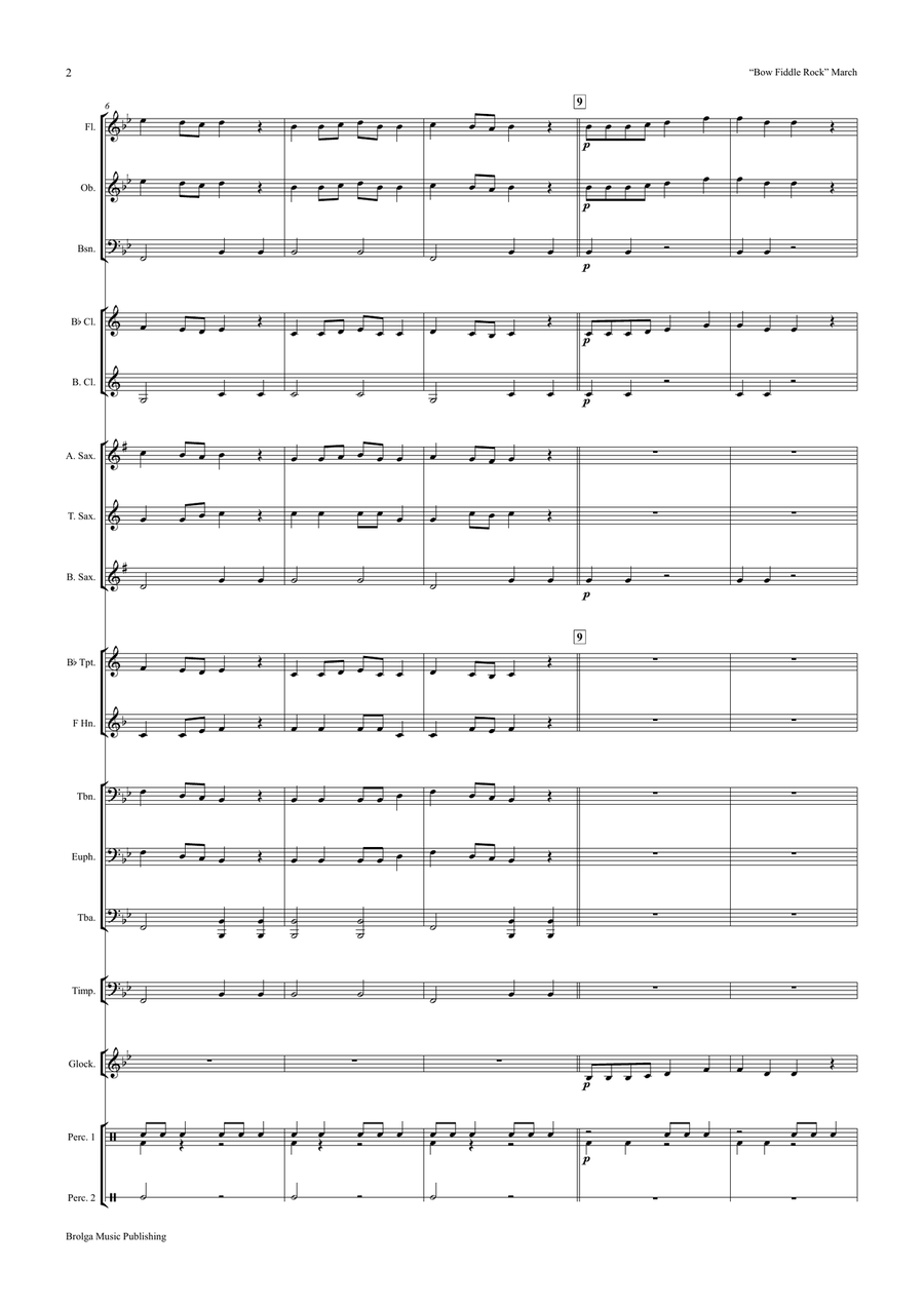 Bow Fiddle Rock March (score only) Concert Band scores gallery preview page 3
