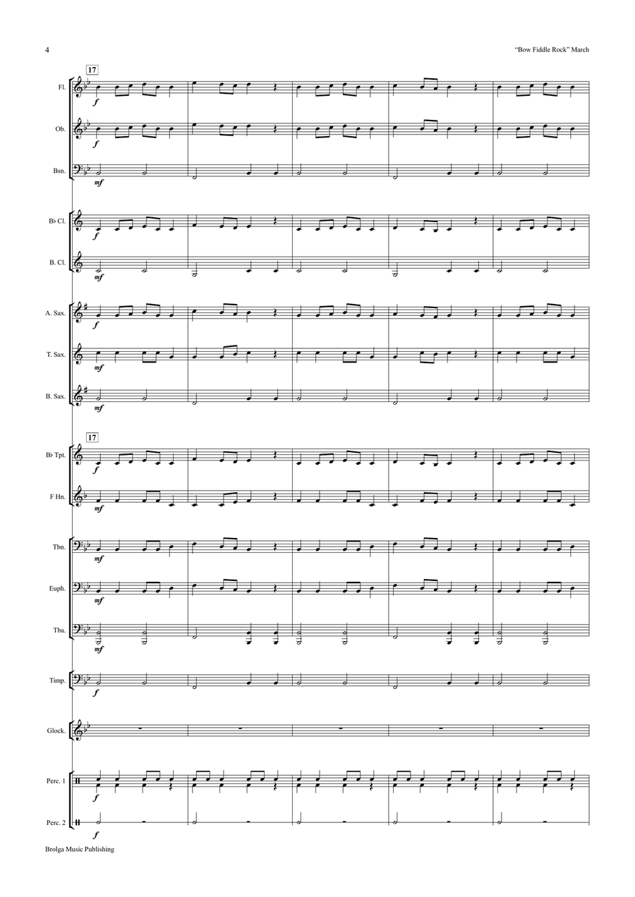 Bow Fiddle Rock March (score only) Concert Band scores gallery preview page 5