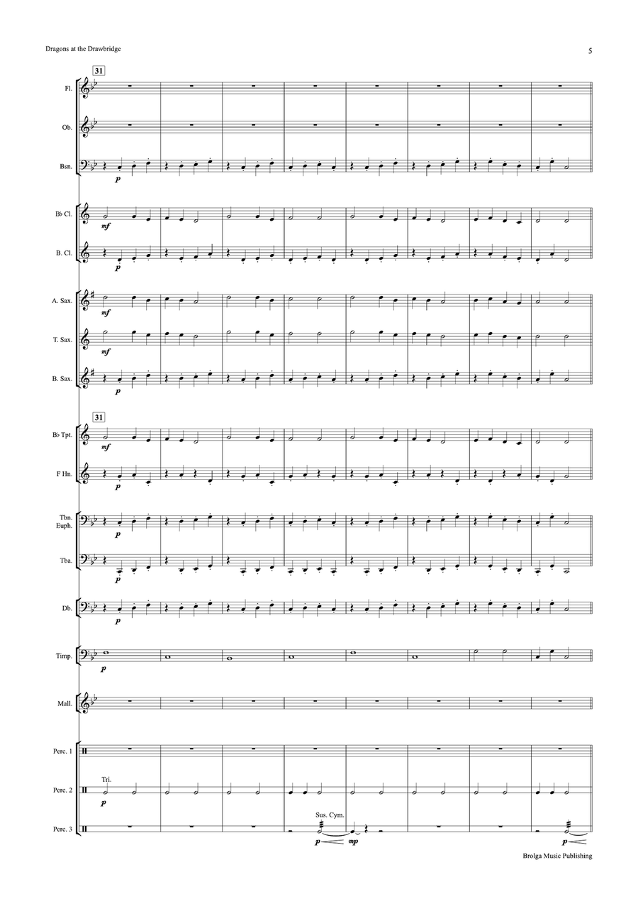 Dragons at the Drawbridge (score only) Concert Band scores gallery preview page 6