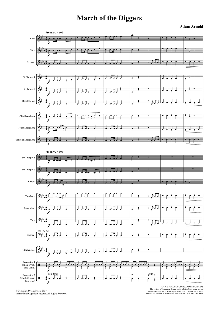 March of the Diggers (score only) Concert Band scores gallery preview page 2