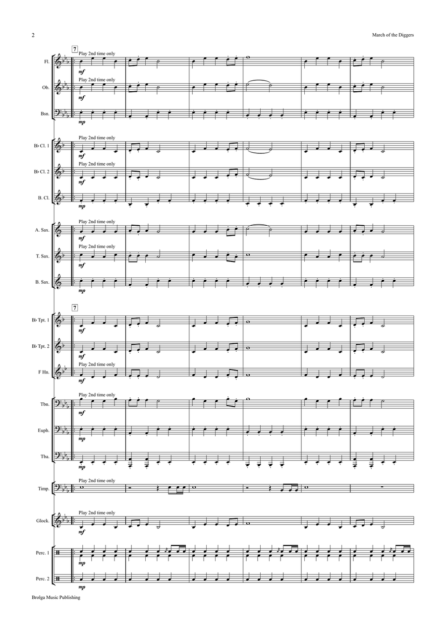 March of the Diggers (score only) Concert Band scores gallery preview page 3