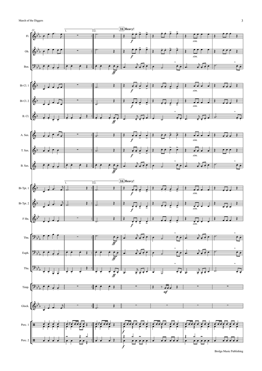 March of the Diggers (score only) Concert Band scores gallery preview page 4
