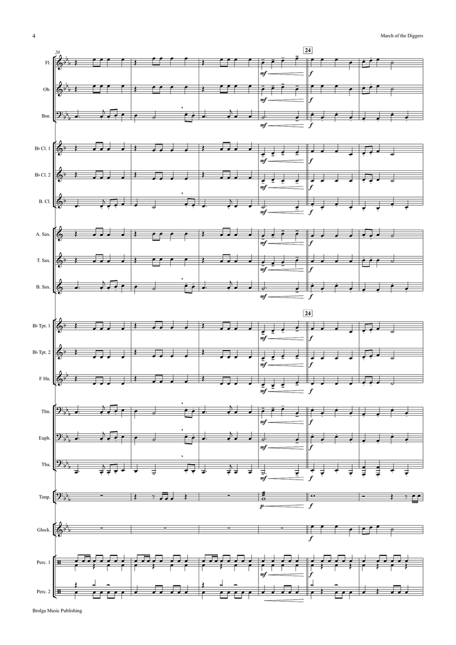 March of the Diggers (score only) Concert Band scores gallery preview page 5