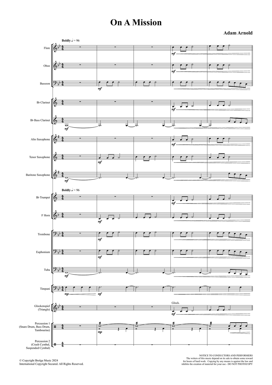 On a Mission (score only) Concert Band scores gallery preview page 2