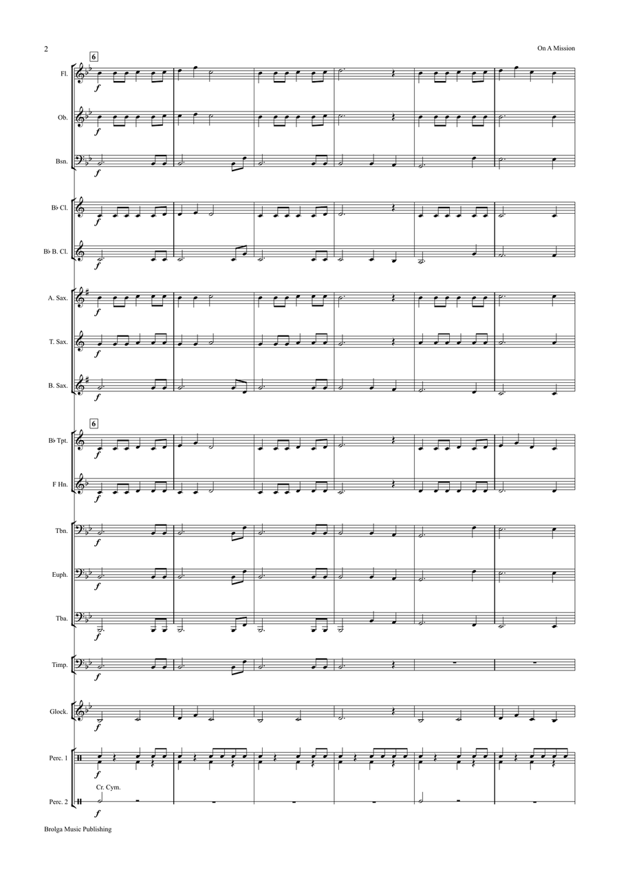 On a Mission (score only) Concert Band scores gallery preview page 3