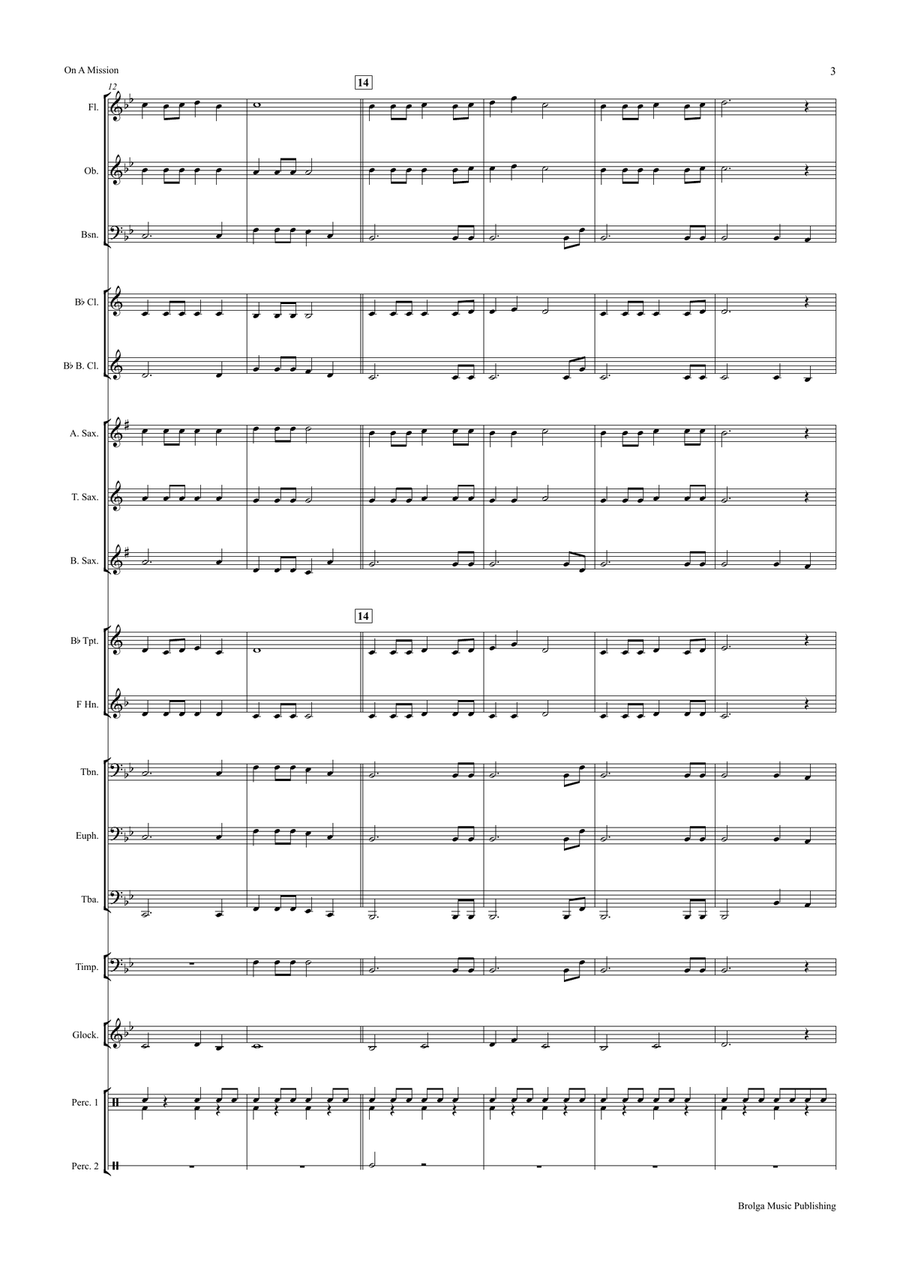 On a Mission (score only) Concert Band scores gallery preview page 4