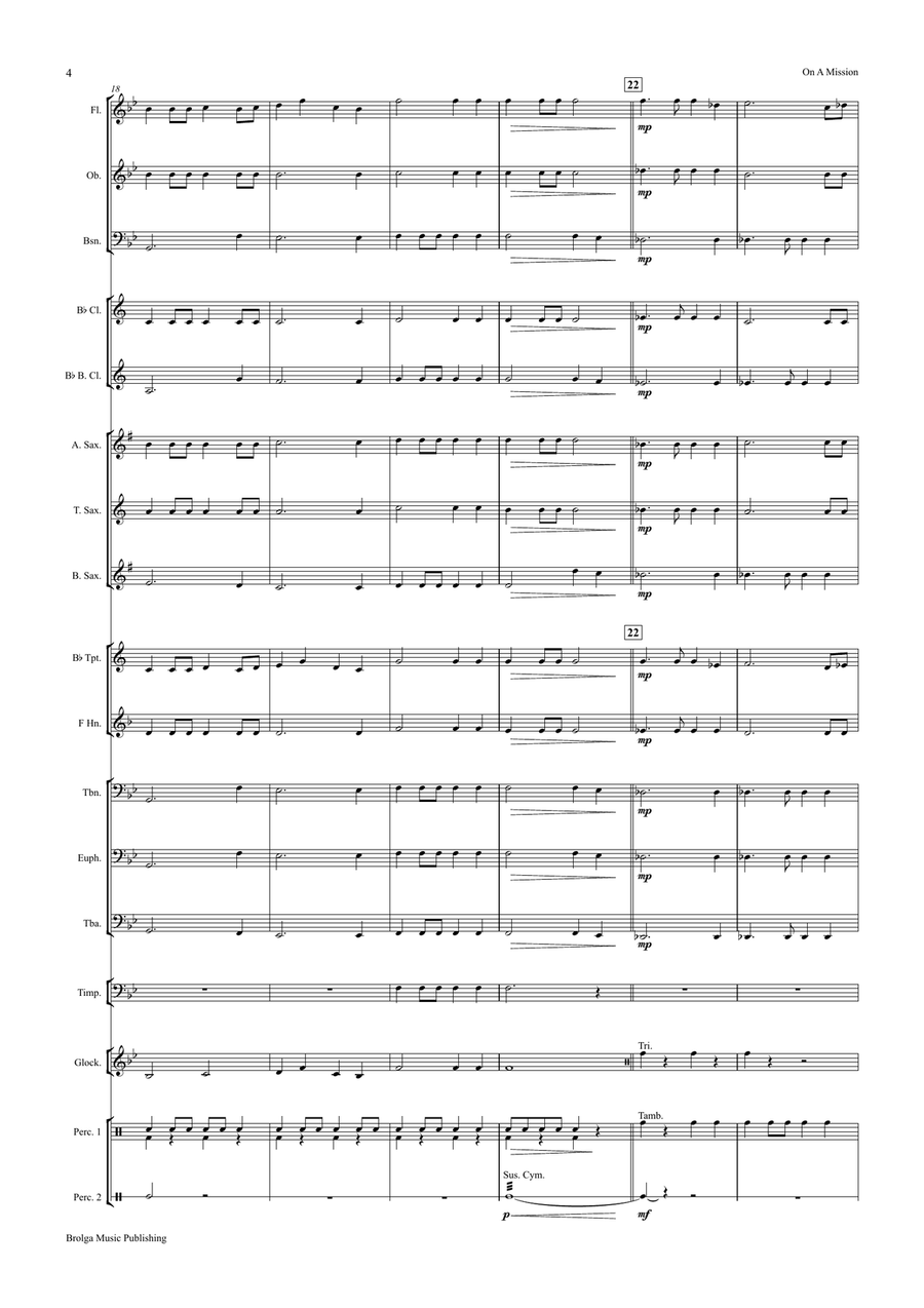 On a Mission (score only) Concert Band scores gallery preview page 5