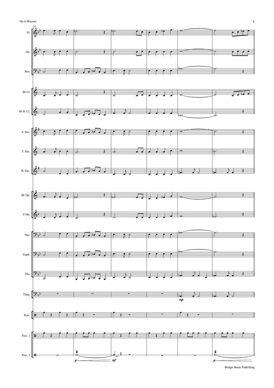 On a Mission (score only) Concert Band scores gallery preview page 6