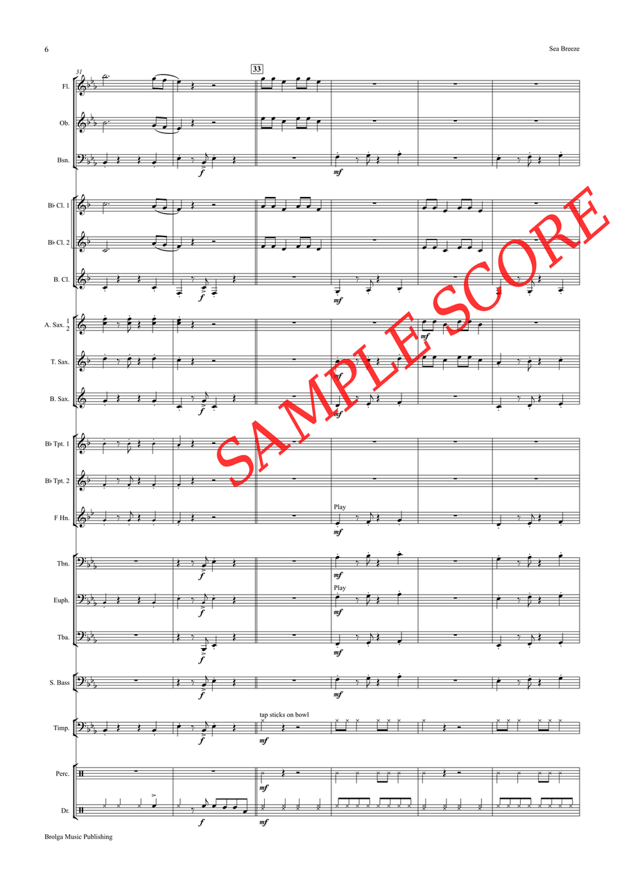 Sea Breeze (score only) Sea Breeze (score only) Concert Band scores gallery preview page 7