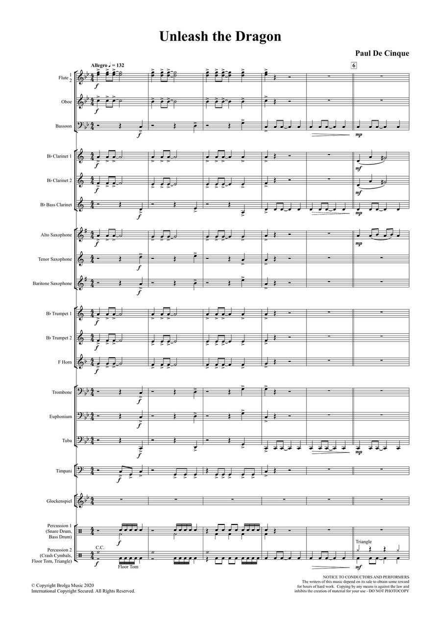 Unleash the Dragon (score only) Concert Band scores gallery preview page 2
