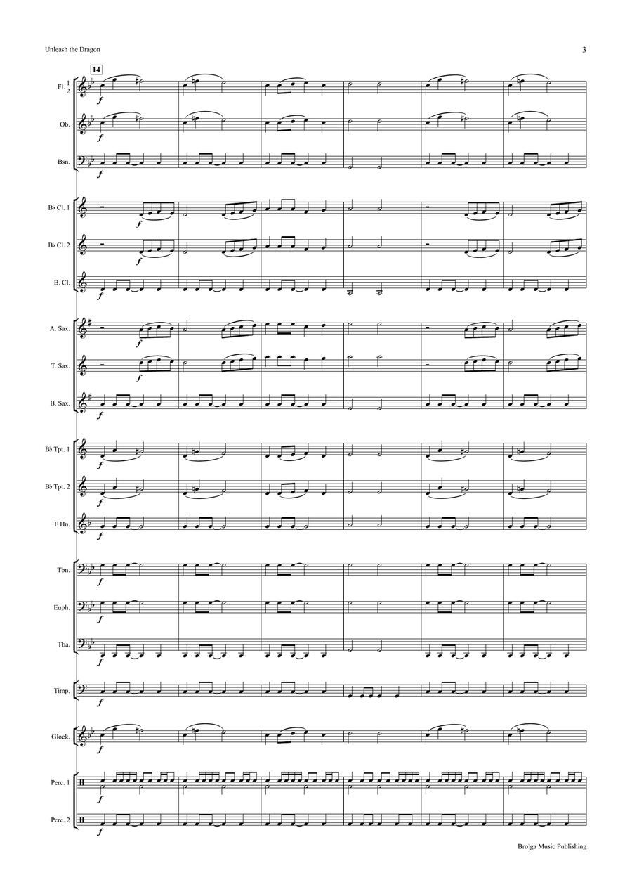 Unleash the Dragon (score only) Concert Band scores gallery preview page 4