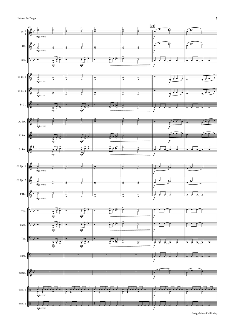 Unleash the Dragon (score only) Concert Band scores gallery preview page 6