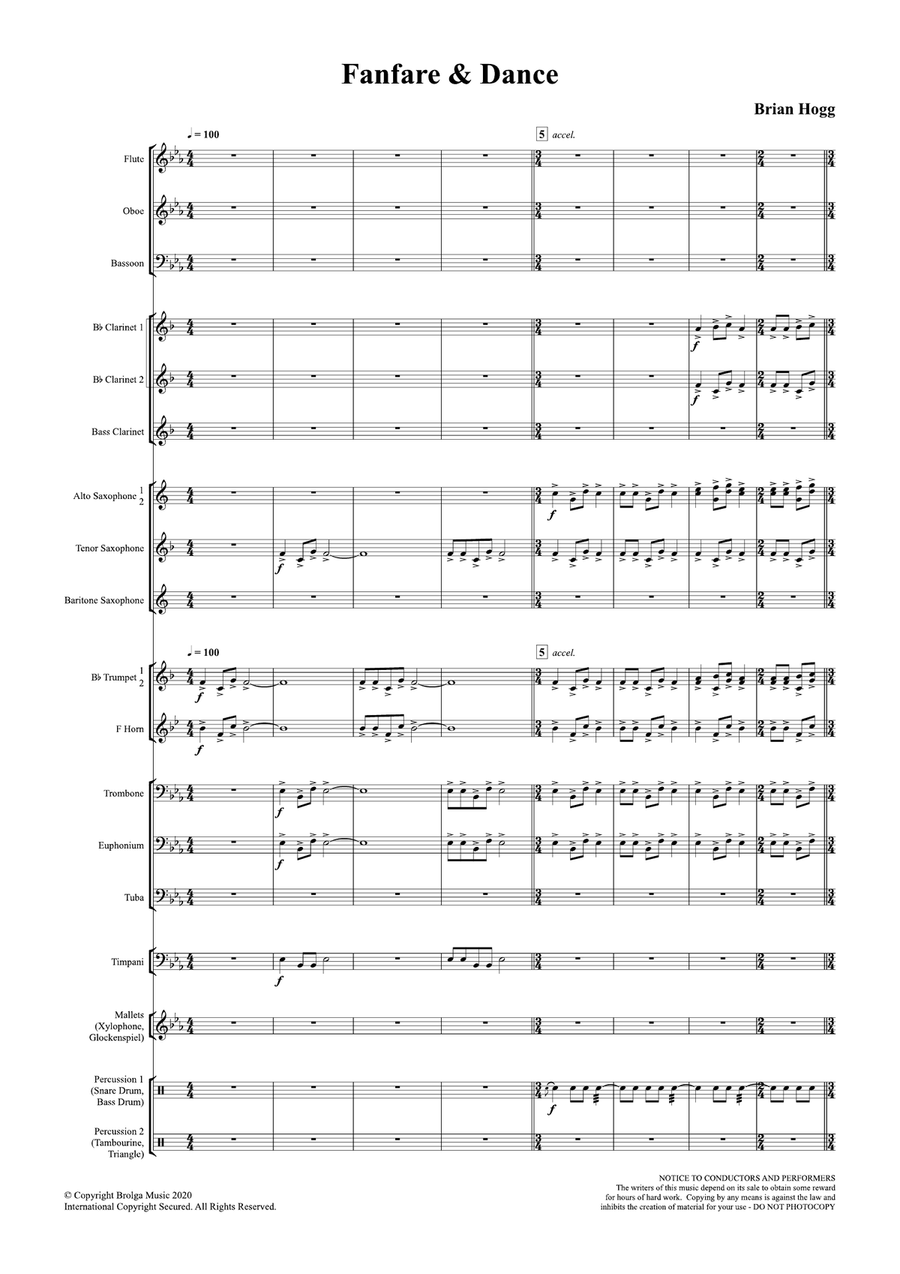 Fanfare and Dance (score only) Concert Band scores gallery preview page 2