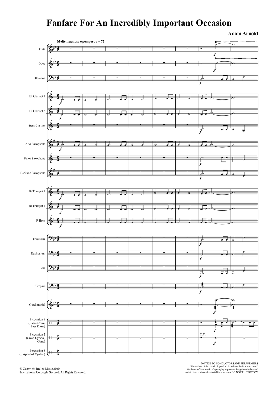 Fanfare for an Incredibly Important Occasion (score only) Concert Band scores gallery preview page 2