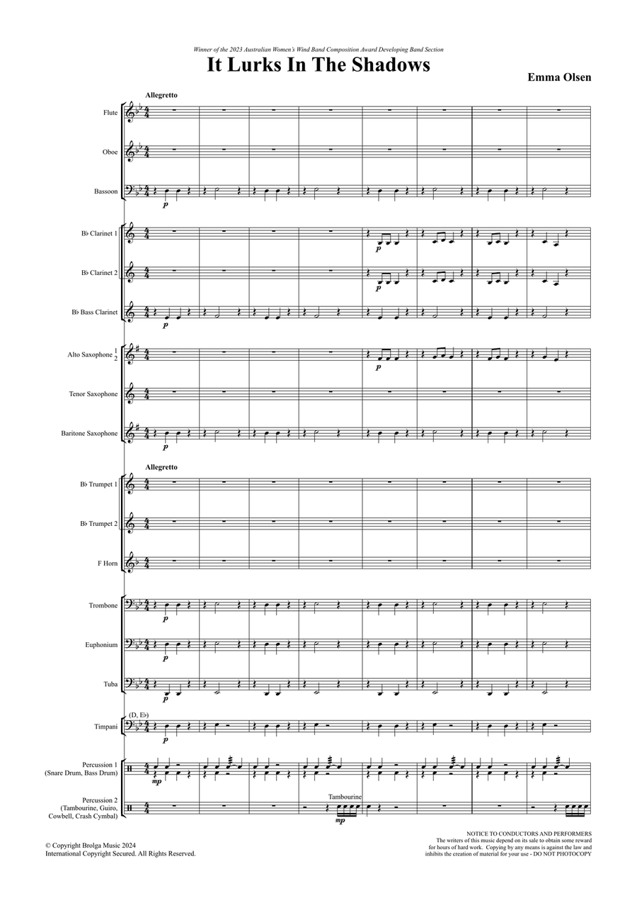It Lurks in the Shadows (score only) Concert Band scores gallery preview page 2
