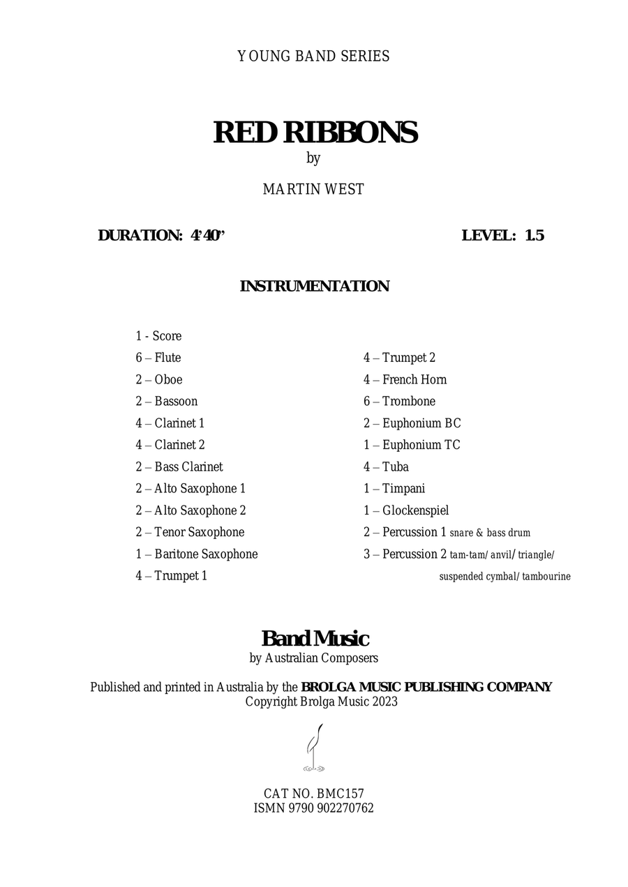 Red Ribbons (score only) Red Ribbons (score only) Concert Band scores gallery preview page 2