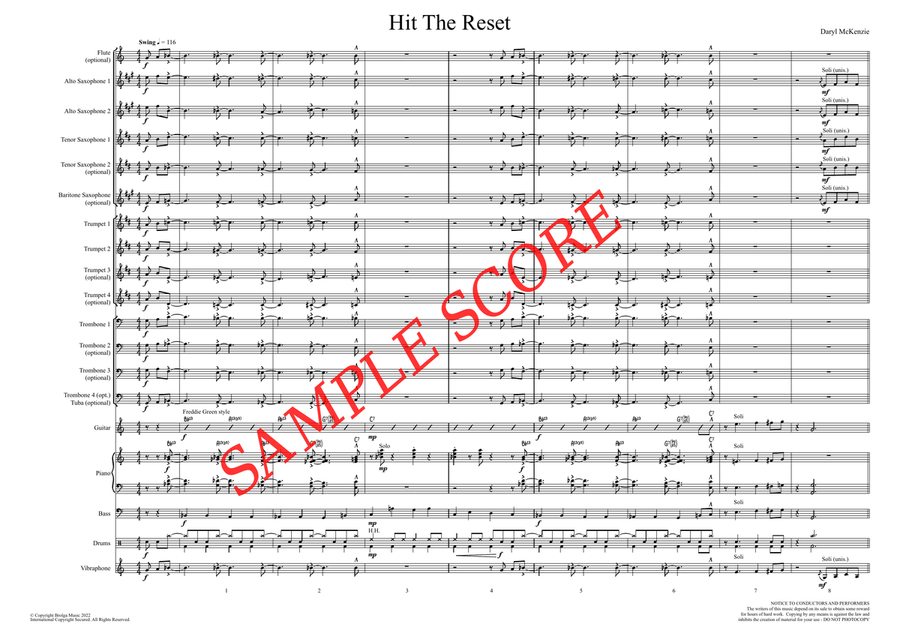Hit The Reset (score only) Jazz Ensemble scores gallery preview page 2