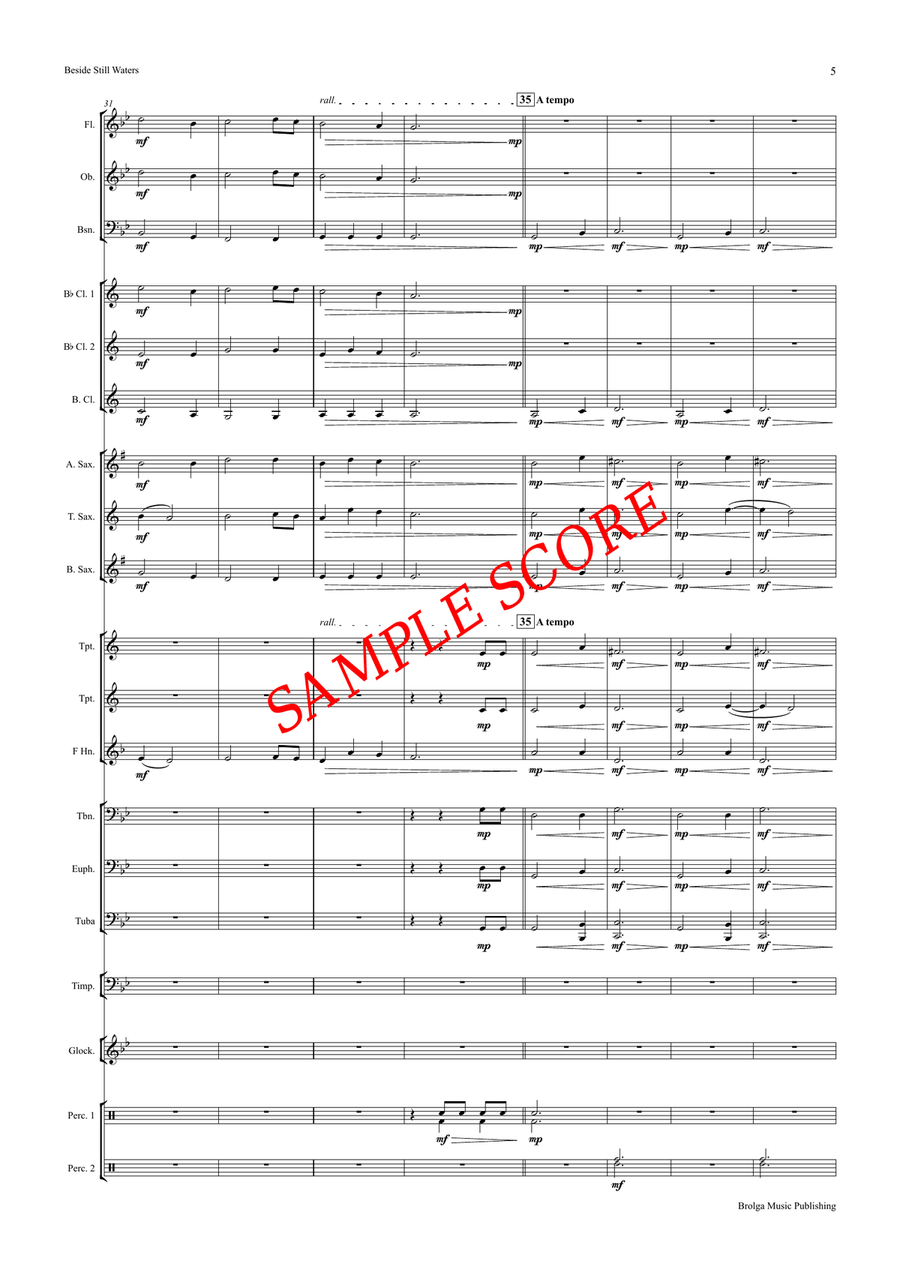 Beside Still Waters (score only) Concert Band scores gallery preview page 6