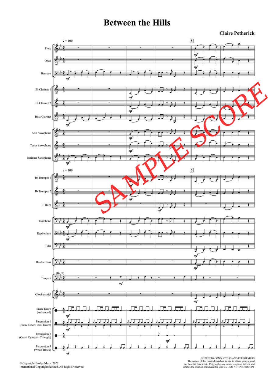 Between the Hills (score only) Concert Band scores gallery preview page 2