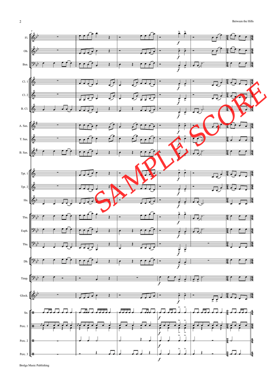 Between the Hills (score only) Concert Band scores gallery preview page 3