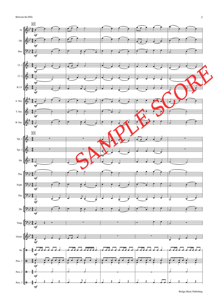 Between the Hills (score only) Concert Band scores gallery preview page 4