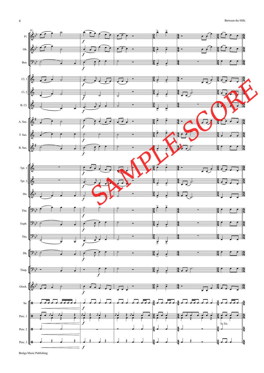 Between the Hills (score only) Concert Band scores gallery preview page 5
