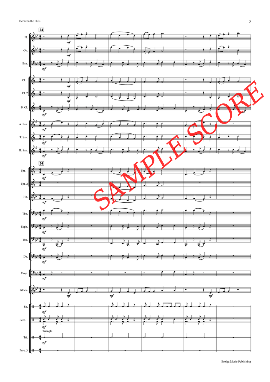 Between the Hills (score only) Concert Band scores gallery preview page 6