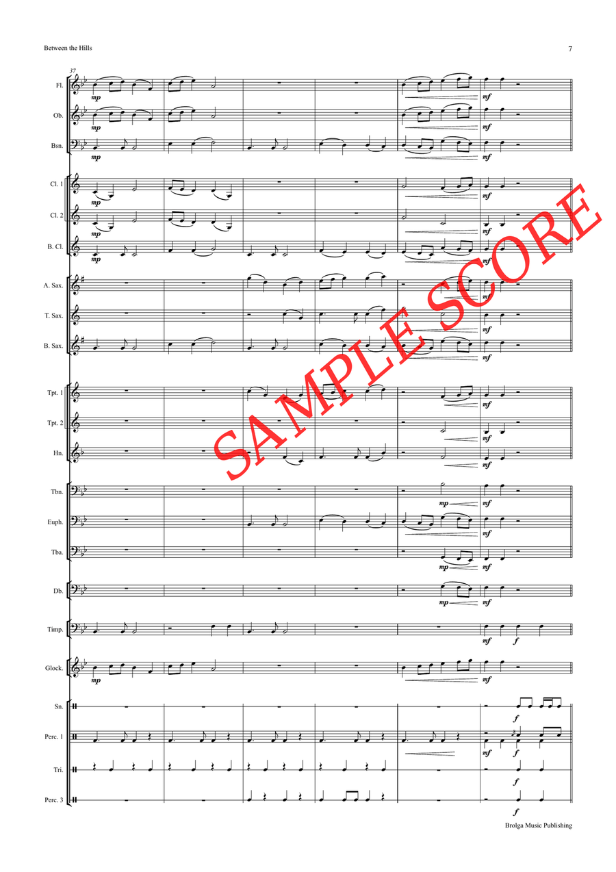 Between the Hills (score only) Concert Band scores gallery preview page 8