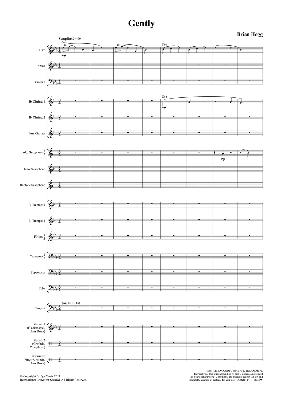 Gently (score only) Gently (score only) Concert Band scores gallery preview page 2