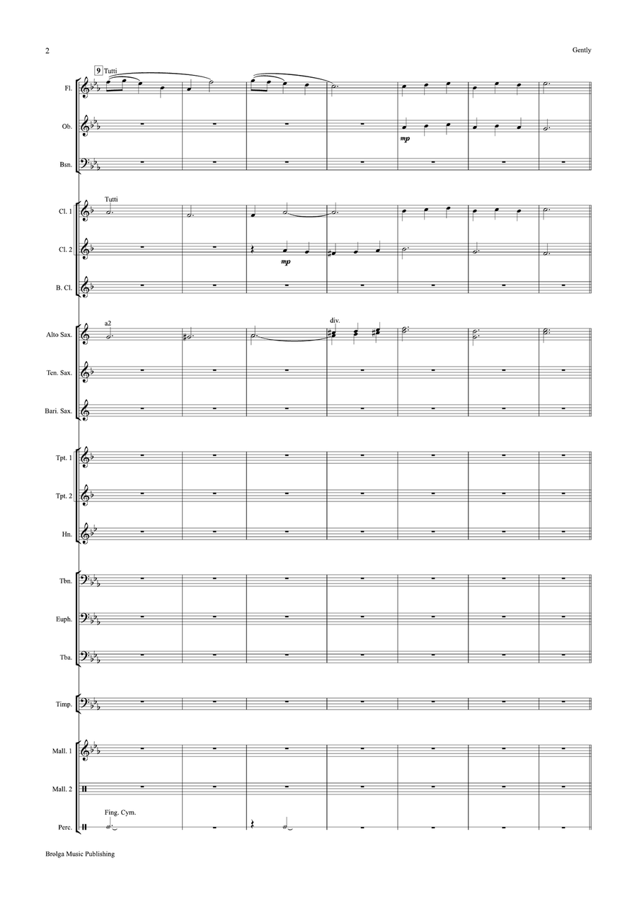 Gently (score only) Gently (score only) Concert Band scores gallery preview page 3