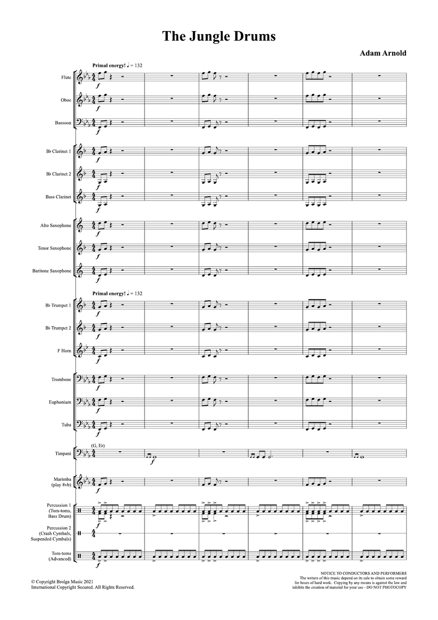 The Jungle Drums The Jungle Drums Concert Band scores gallery preview page 2
