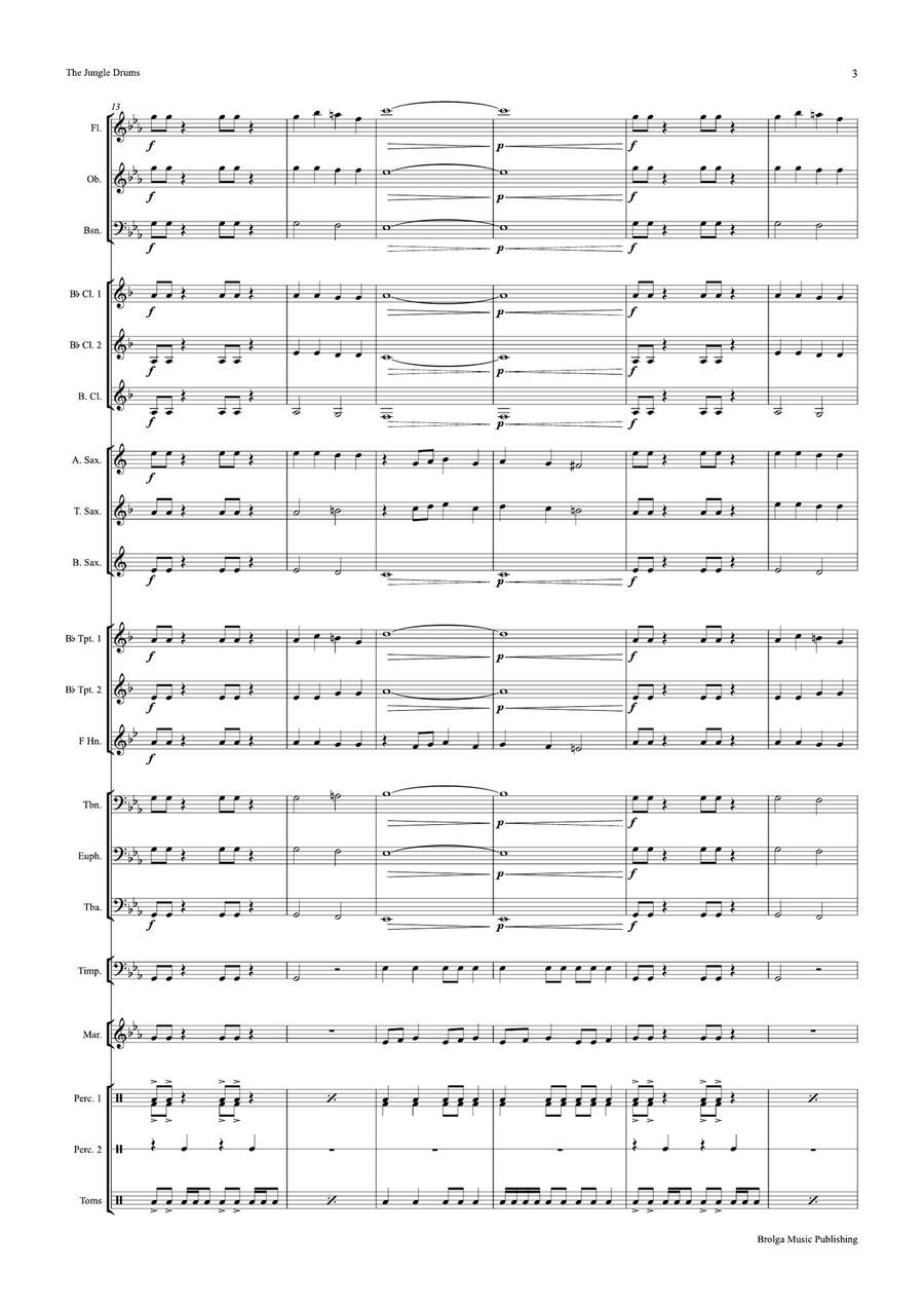 The Jungle Drums The Jungle Drums Concert Band scores gallery preview page 4