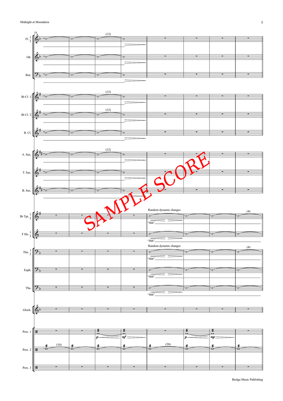 Midnight at Moondarra (score only) Concert Band scores gallery preview page 4