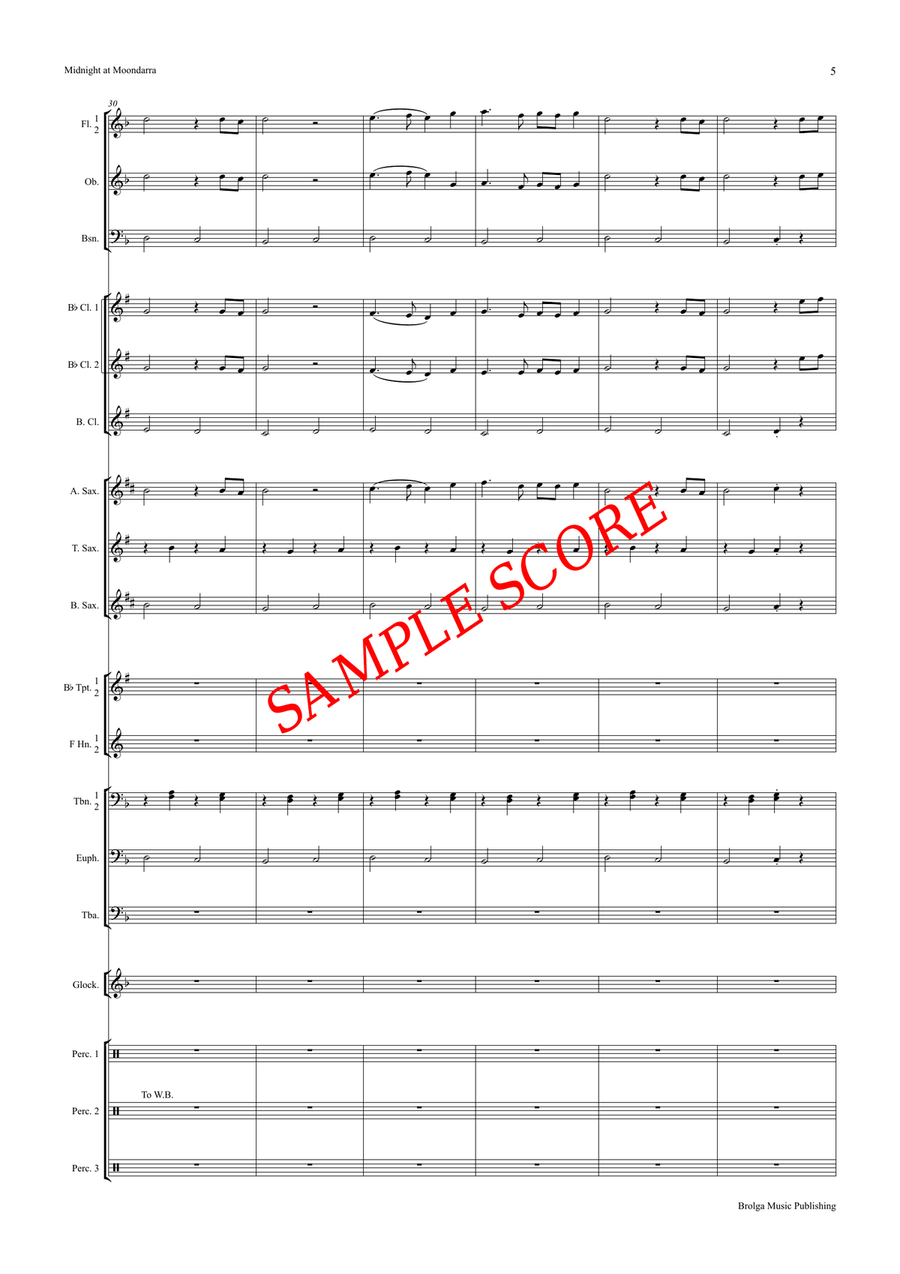 Midnight at Moondarra (score only) Concert Band scores gallery preview page 6