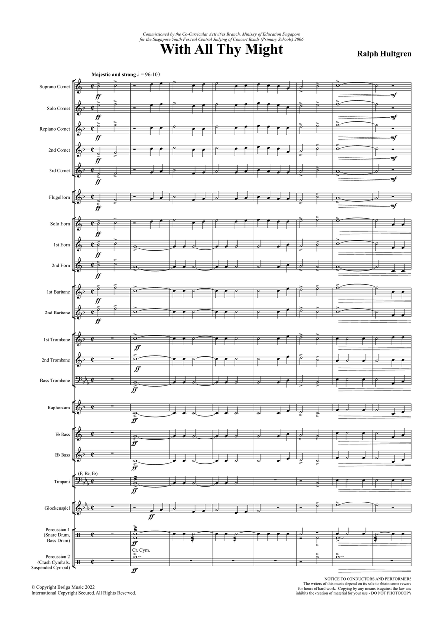 With All Thy Might (brass band score) Brass Band scores gallery preview page 2