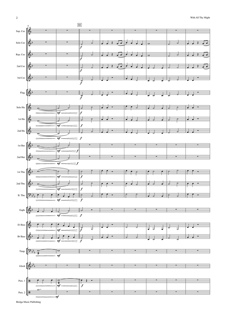 With All Thy Might (brass band score) Brass Band scores gallery preview page 3