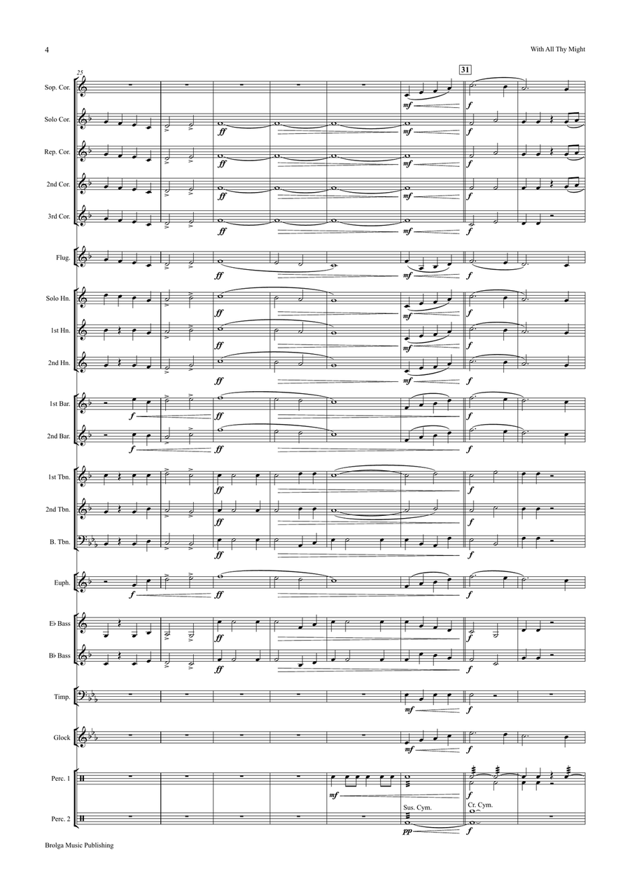 With All Thy Might (brass band score) Brass Band scores gallery preview page 5