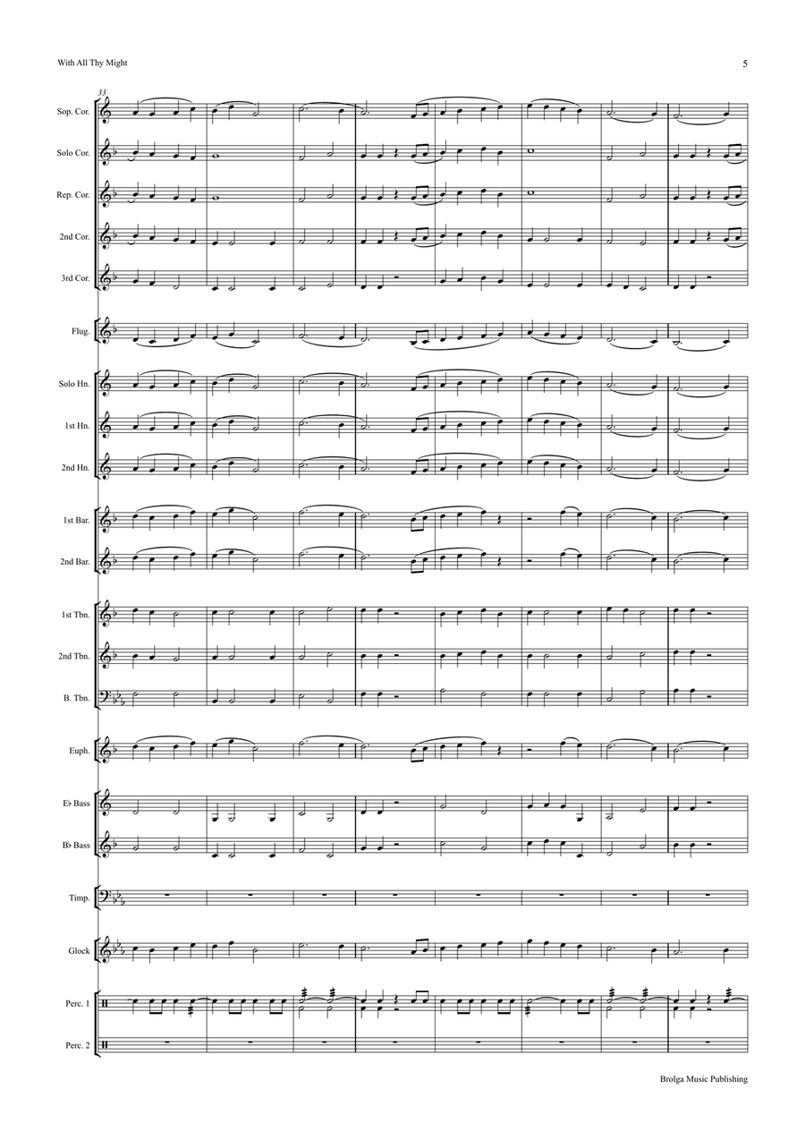 With All Thy Might (brass band score) Brass Band scores gallery preview page 6