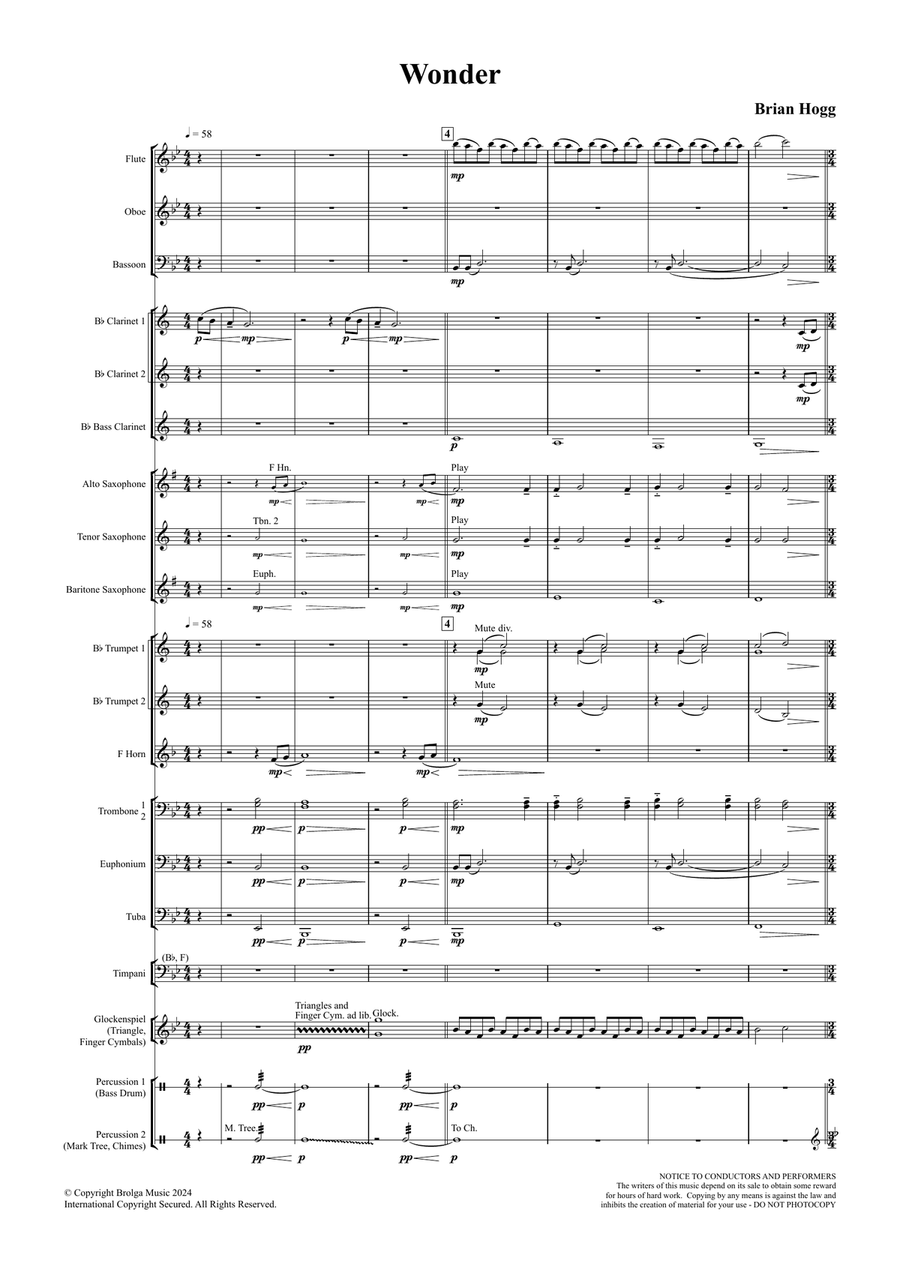 Wonder (score only) Wonder (score only) Concert Band scores gallery preview page 2