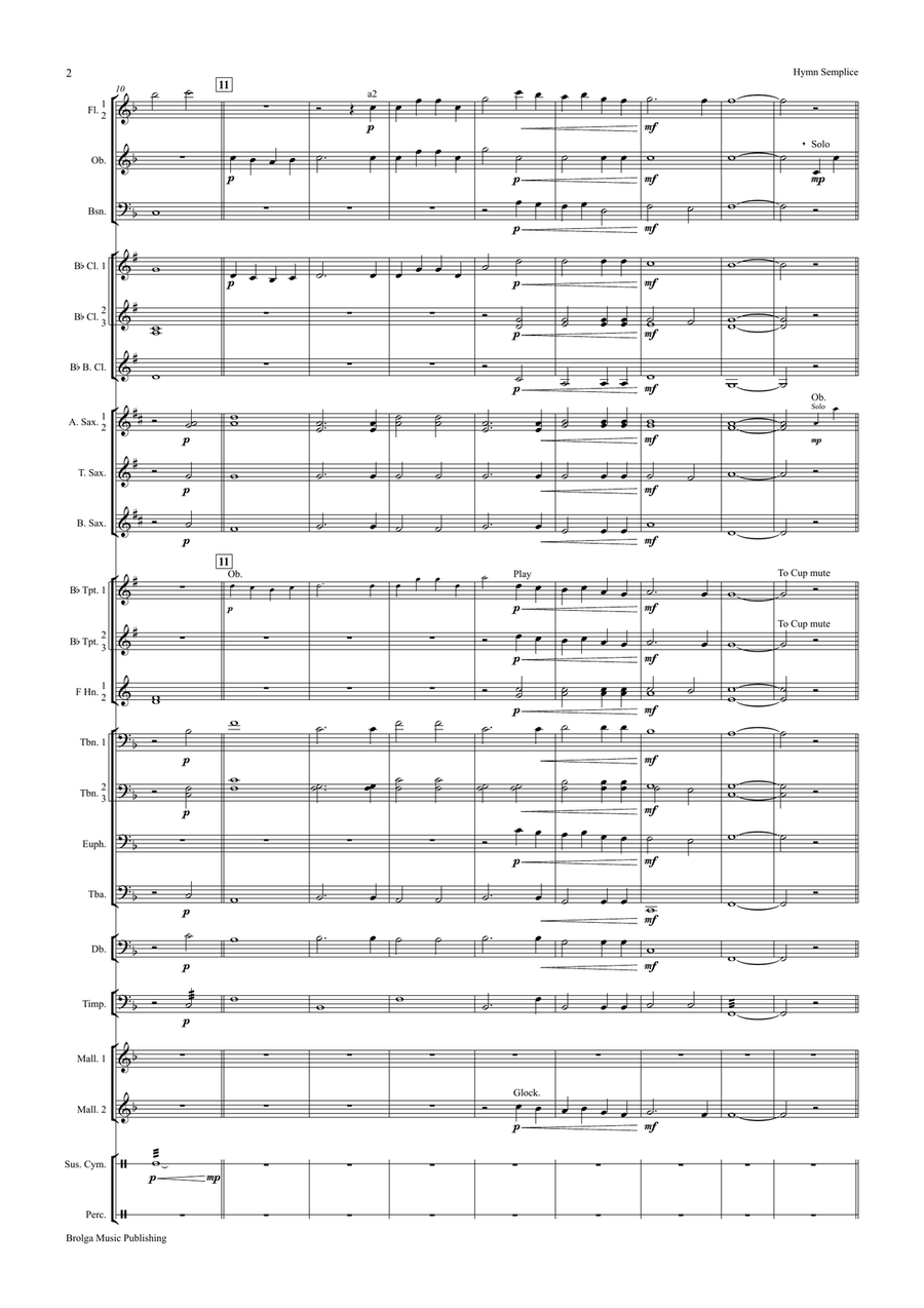 Hymn Semplice (score only) Concert Band - Sheet Music page 3