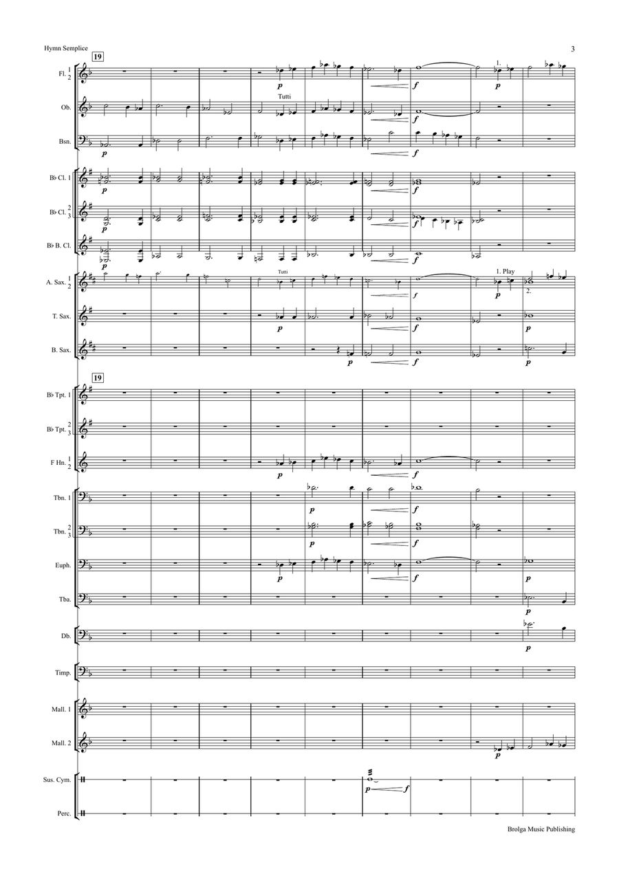Hymn Semplice (score only) Concert Band - Sheet Music page 4