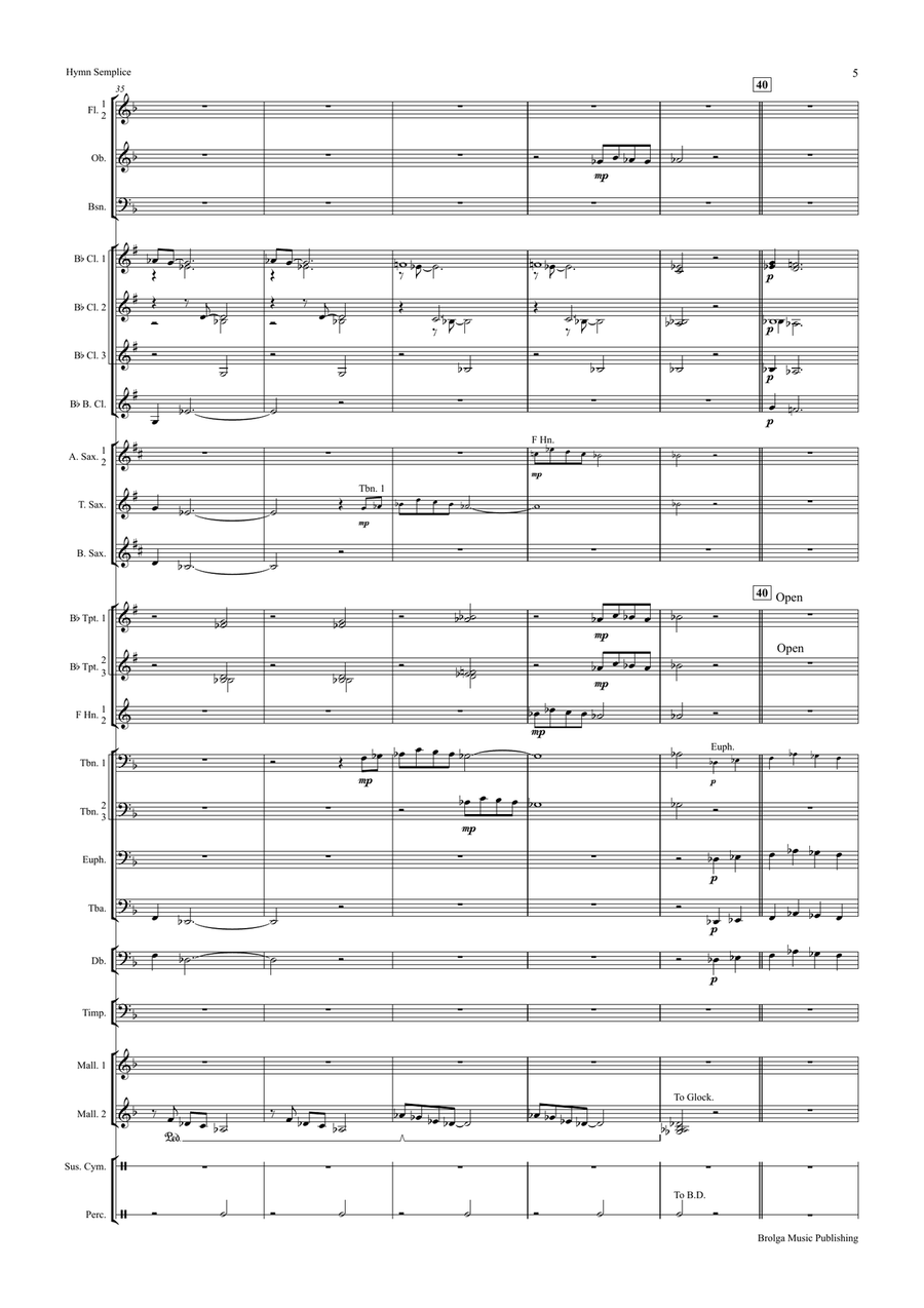 Hymn Semplice (score only) Concert Band - Sheet Music page 6